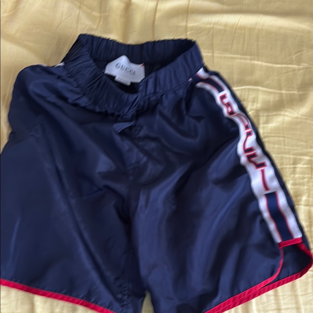 Gucci Dark Blue Shorts with Red Accents
